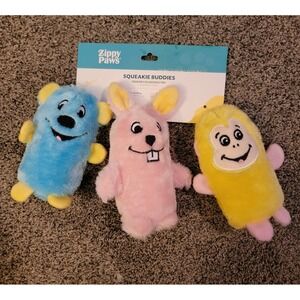 ZippyPaws Squeakie Buddies 3-Pack No Stuffing Plush Squeaky Dog‎ Toys ZP943 New